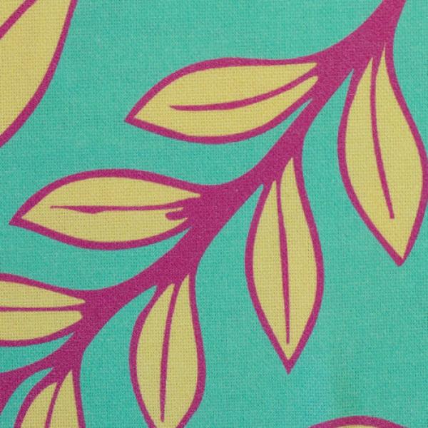 Dekodruck Blätter Pink/Gelb auf Mint von Swafing by Lillesol&Pelle